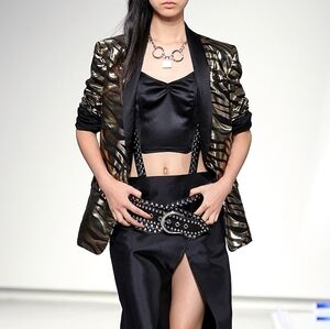 Rodarte Silver Black Metallic Blazer Sz 2 RARE